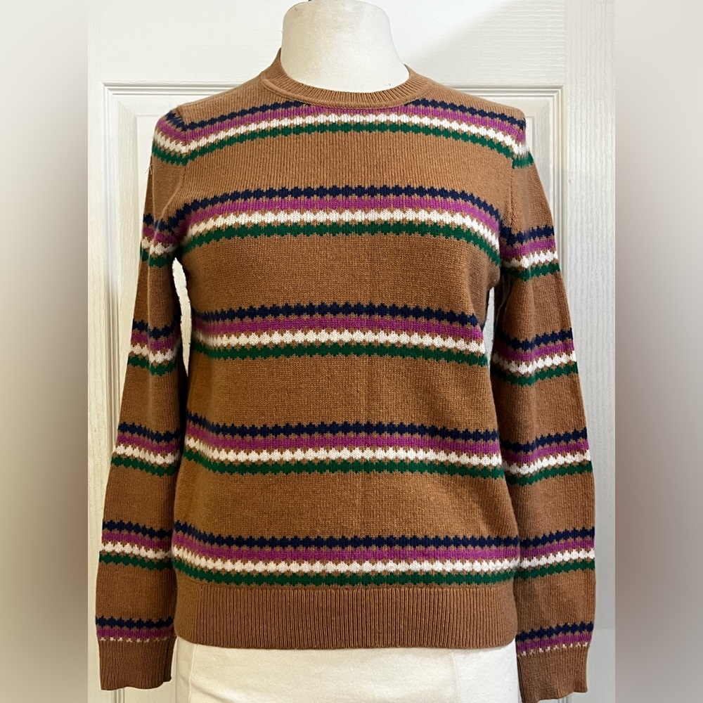 Boden Fair Isle Stripped Camel Multi Sz S